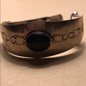 Native American Sterling & Onyx Hair Clip